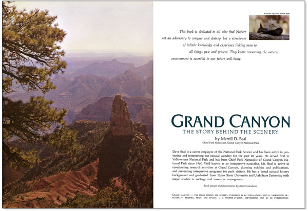 Interior spread of "Grand Canyon, The Story Behind the Scenery" by Merrill D. Beal