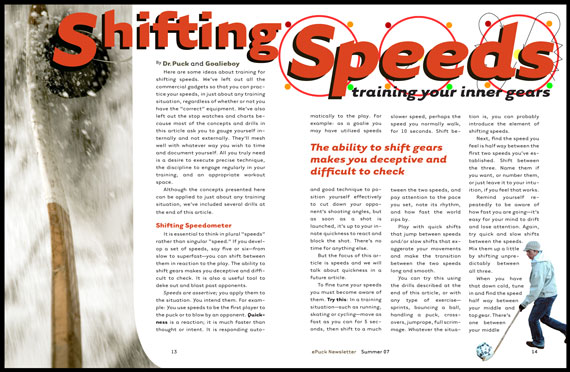 Journal design, Speeds by Dr Puck and Goalie Boy for ePuck Journal