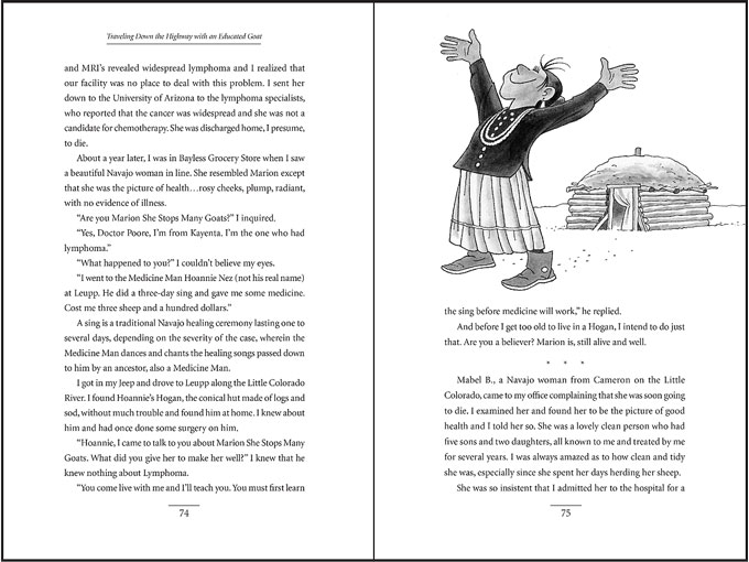 Interior-page spread of Traveling Down the Highway with an Educated Goat by Henry W. Poore, M.D.