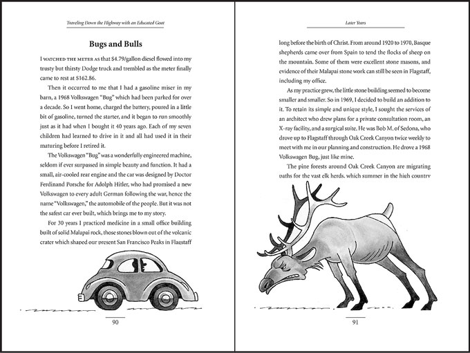 Interior-page spread of Traveling Down the Highway with an Educated Goat by Henry W. Poore, M.D.